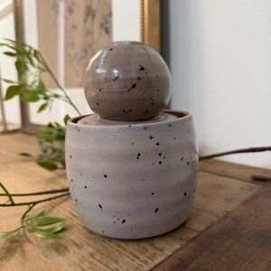 Speckled Ceramic Candle Jar with Lid - Gray and Terracotta